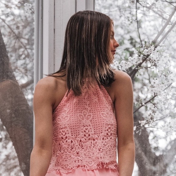 Pink Crotchet Halter Maxi - Picture 5 of 8